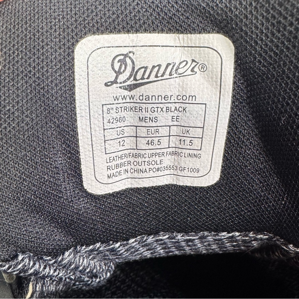 DANNER 8” Striker II GTX Leather Gore-Tex Tactical Lace Up Boots BLACK / SIZE 12 - Picture 15 of 15